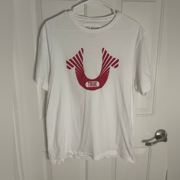 True Religion Mens T-Shirt Size Medium Logo White And Red (0328) - Picture 3 of 5